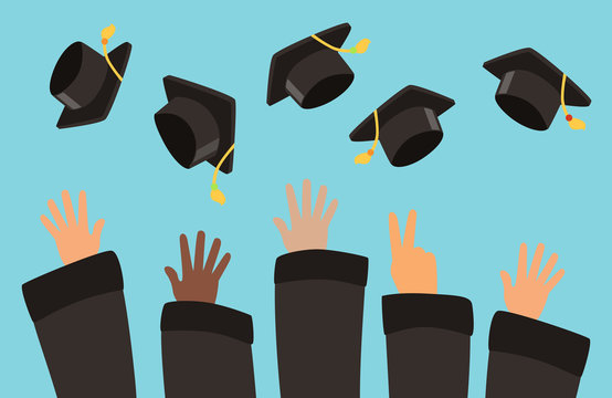 Students celebrate their graduation after completion of their internation business management degree.