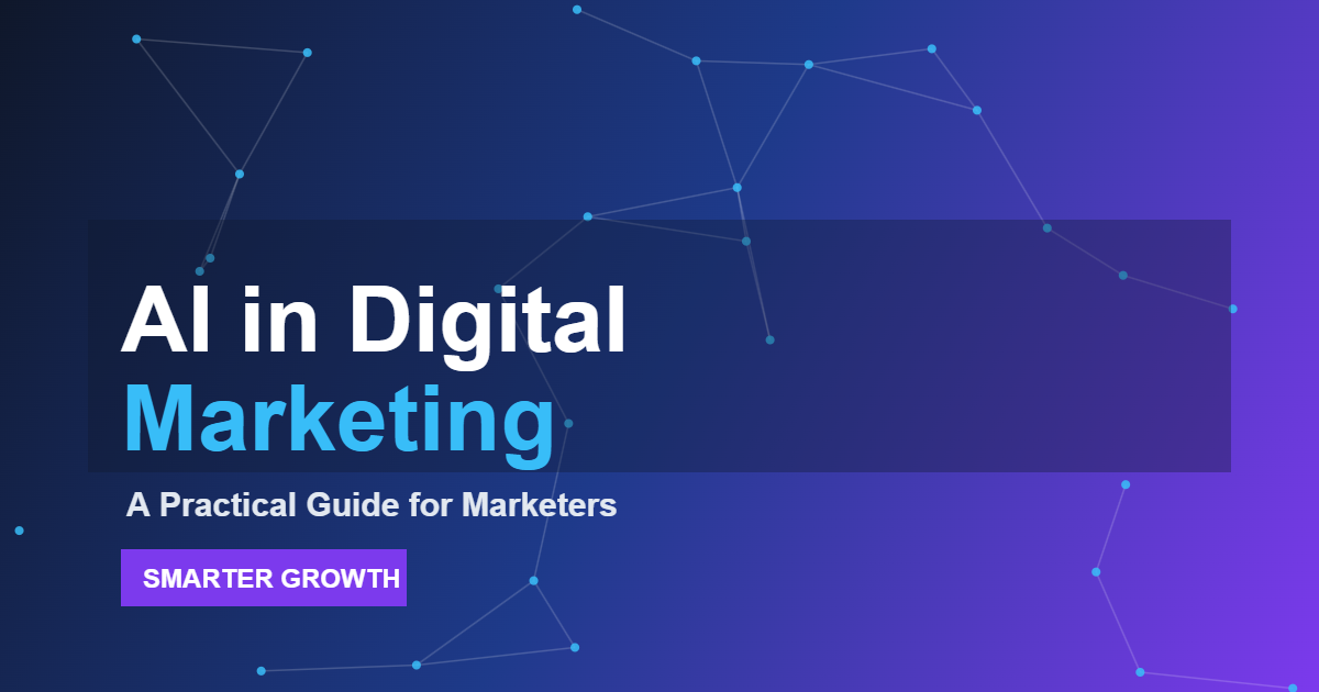AI in digital marketing concept with connected network nodes