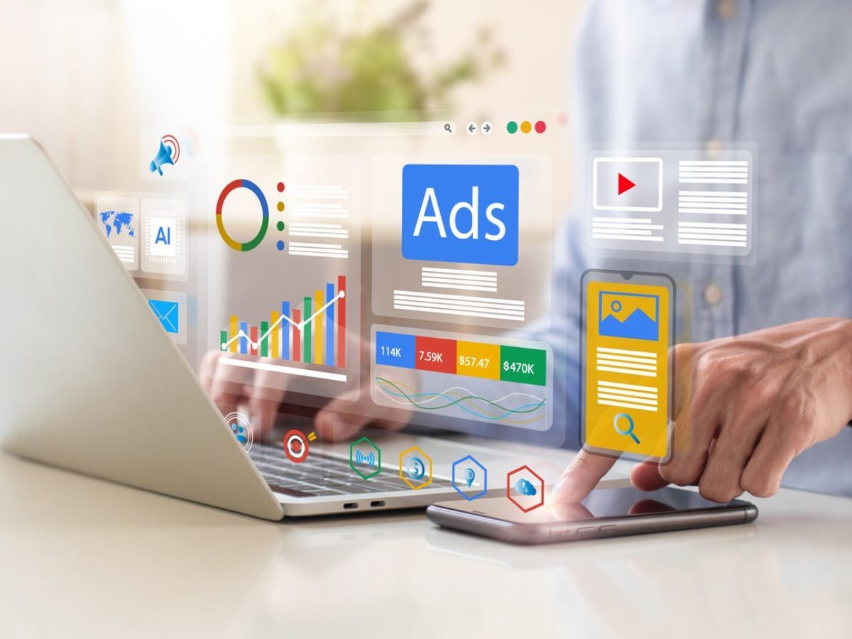 Google Ads campaign types shown on a digital marketing dashboard